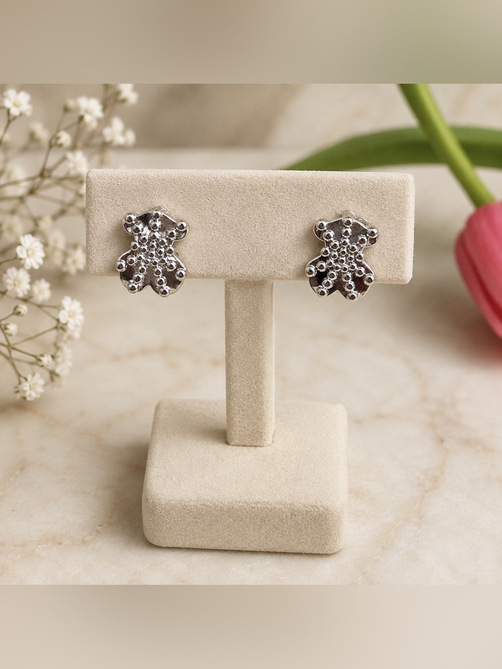 Grain Silver Stud Earrings 925 1.2CM